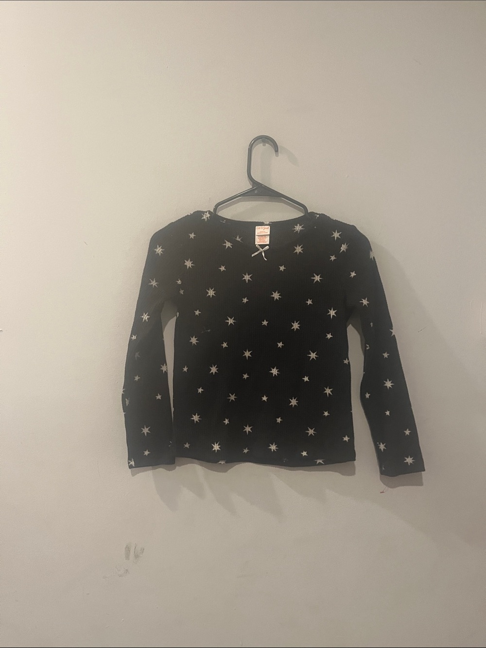 Cat & Jack Black Long Sleeve Top with White Star Print